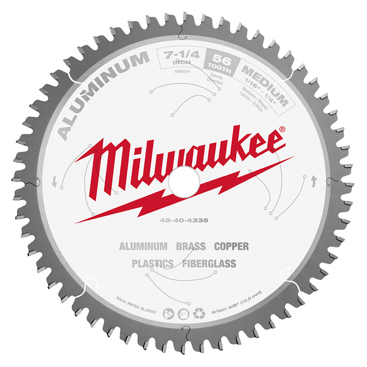 Milwaukee 48-40-4335 7-1/4 Aluminum Cutting Saw Blade