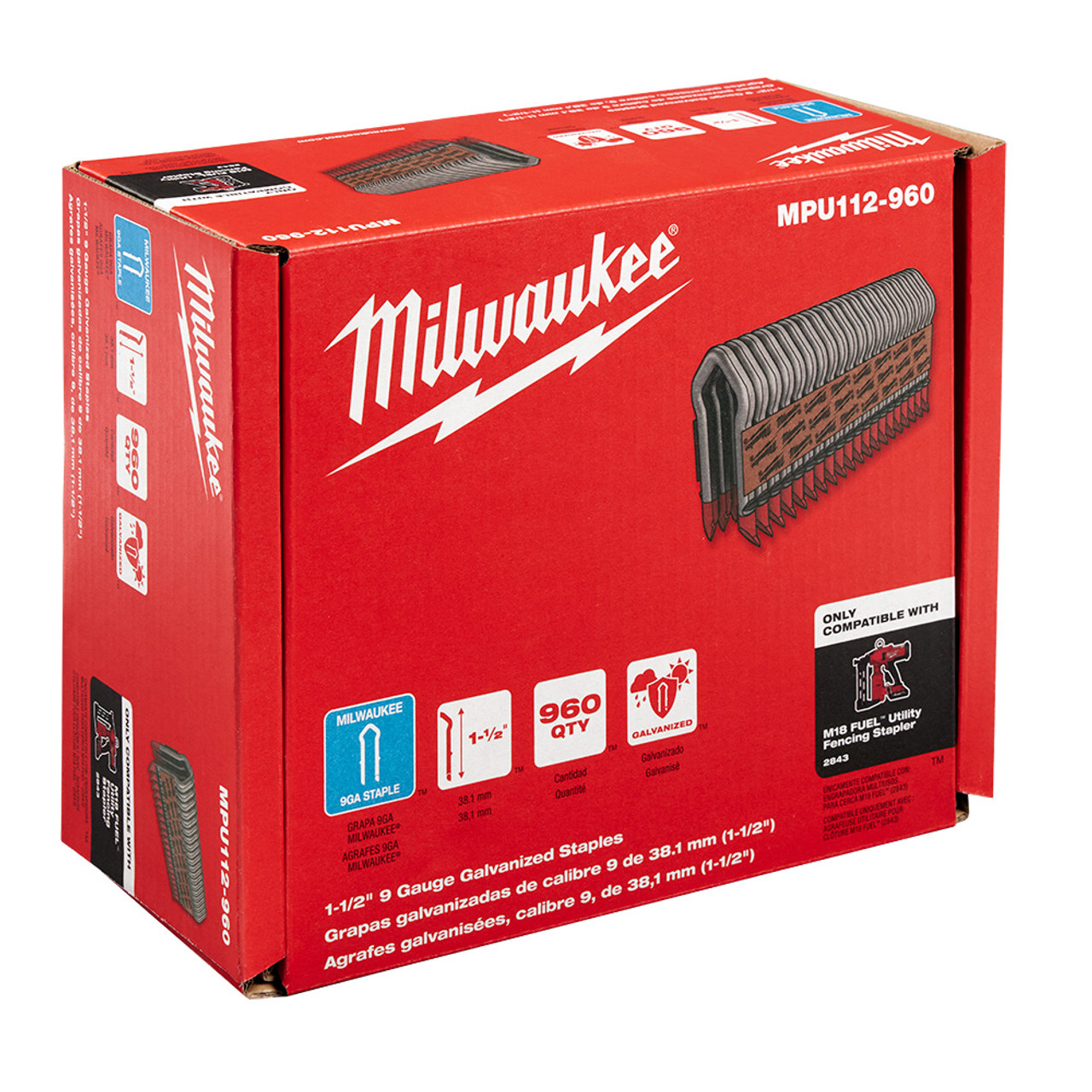 Milwaukee MPU112-960 1.5 in 9 Gauge Galvanized Staples