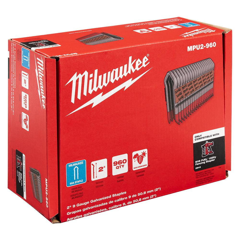 MPU2-960 2 in 9 Gauge Galvanized Staples | Milwaukee
