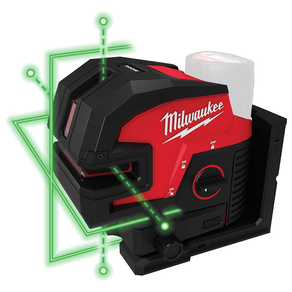 3624-20 M12 Green Cross Line and 4-Points Laser | Milwaukee Tools