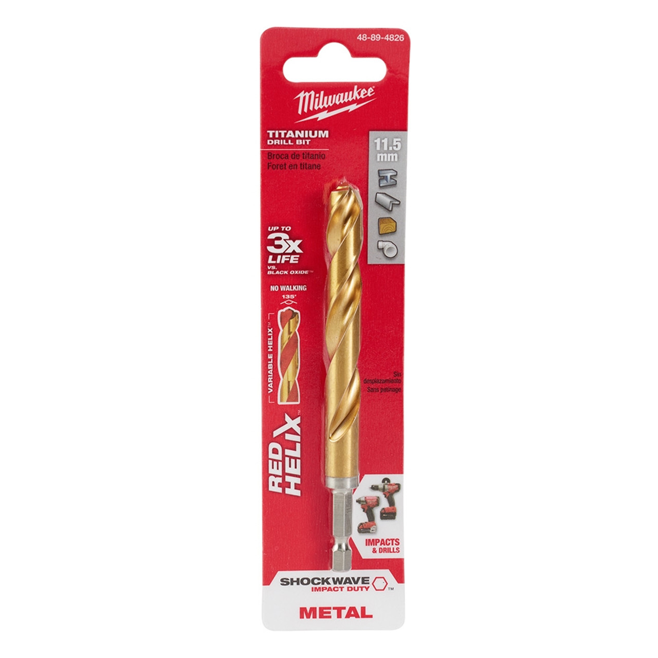 Milwaukee 48-89-4826 Metric SHOCKWAVE Titanium RED HELIX 11.5 MM