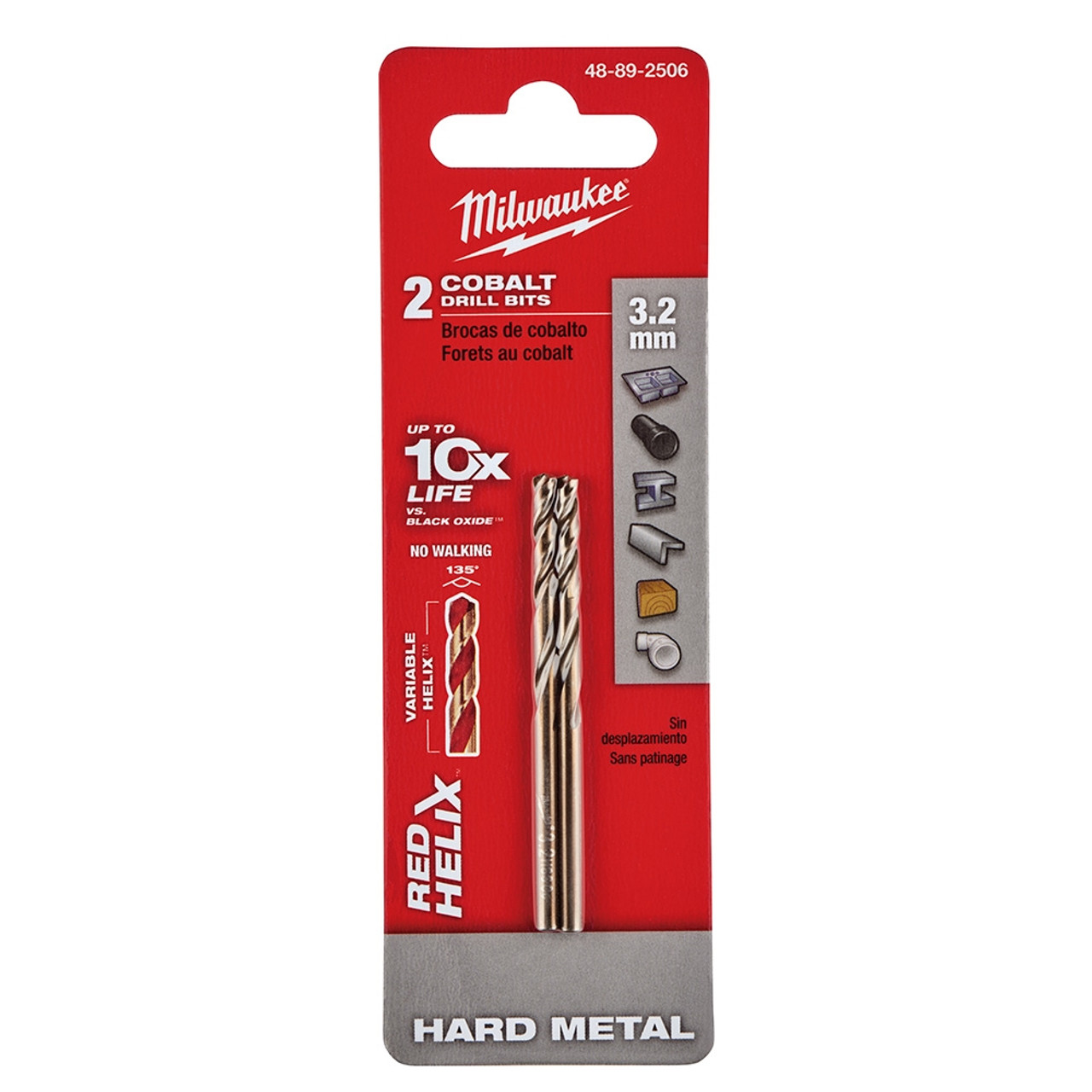 Milwaukee 48-89-2506 3.2 mm RED HELIX Cobalt Drill Bits - Metric