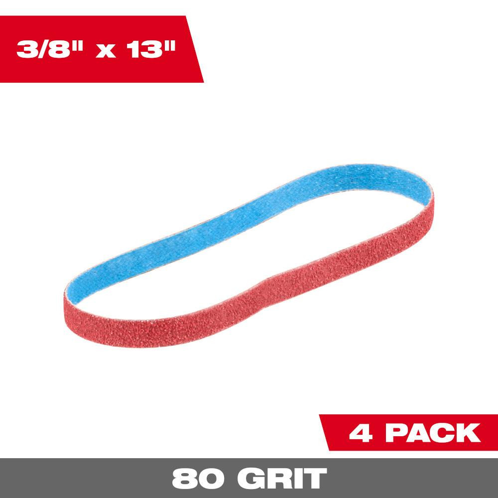 Milwaukee 48-80-7080 3/8 x 13 in 80 Grit Bandfile Belts 4 pack