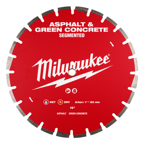 Milwaukee 49-93-7245 16 in. Asphalt & Green Concrete Segmented Diamond Blade