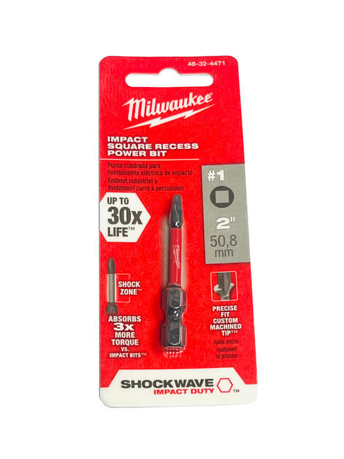 Milwaukee 48-32-4471 #1 Square Recess Shockwave 2 in. Power Bit