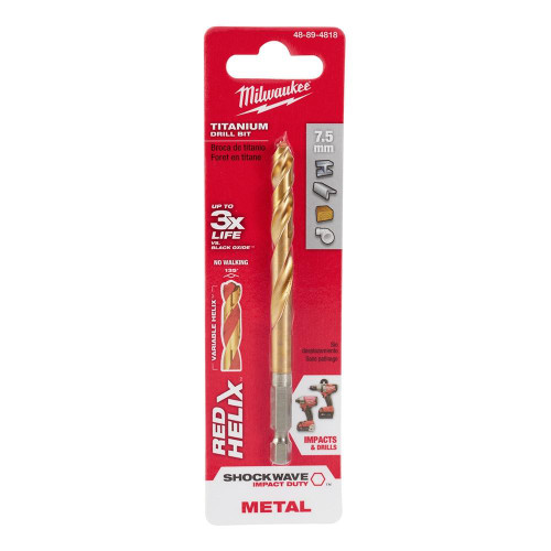 48-89-4818 Titanium RED HELIX 7.5mm Drill Bit | Milwaukee