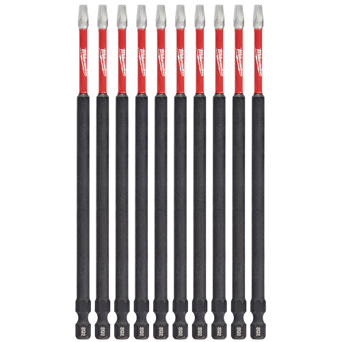 Milwaukee 48-32-4215 SHOCKWAVE 6 in Square Recess #2 Power Bits(10 Pk)