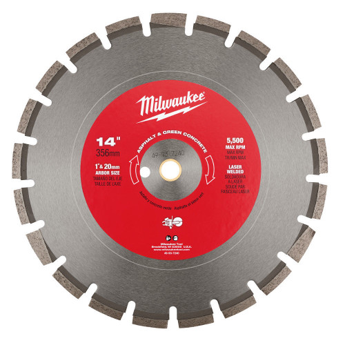 Milwaukee 49-93-7240 14 in. Asphalt & Green Concrete Segmented Blade