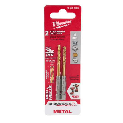 48-89-4808 Metric SHOCKWAVE Titanium RED HELIX 4 MM | Milwaukee