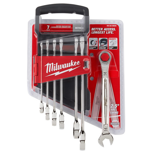 Milwaukee 48-22-9506 7pc Ratcheting Combination Wrench Set - Metric
