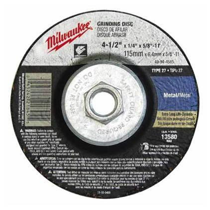 49-94-4585 4-1/2 x 1/4 x 5/8-11 Grinding Wheel (Type 27) | Milwaukee