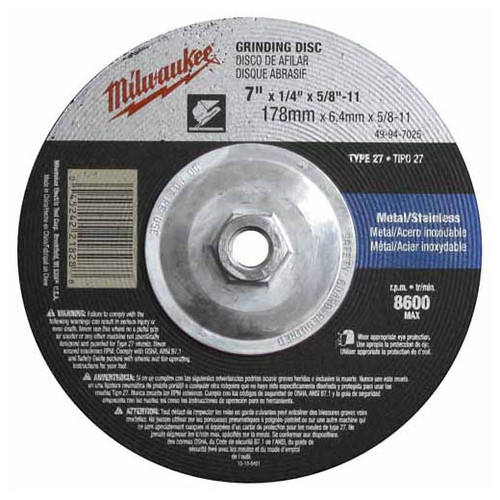 Milwaukee 49-94-7025 7 in x 1/4 in x 5/8-11 in Grinding Wheel(Type 27)