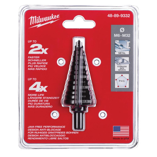 くー 48-89-9332 M6 - M32 13 Hole Size Step Drill Bit | Milwaukee