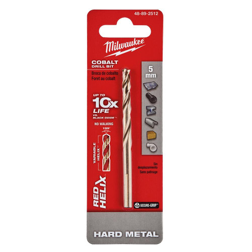 48-89-2512 5 mm RED HELIX Cobalt Drill Bit - Metric | Milwaukee