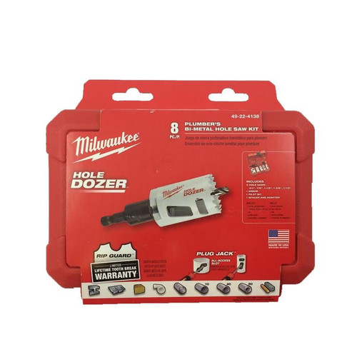 49-22-4138 Plumbers 8 pc Bi-Metal Hole Saw Kit | Milwaukee