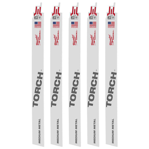 48-00-5789 12 in. 18 TPI The Torch Sawzall Blade 5 Pk | Milwaukee