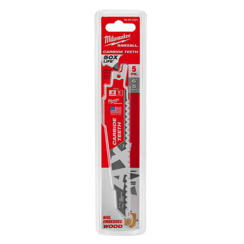 Milwaukee 48-00-5521 The AX SAWZALL Blade 6 in. 5T Carbide Teeth 5 pk