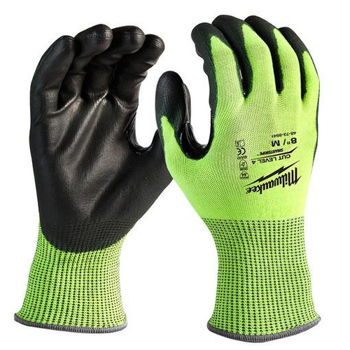 Milwaukee 48-73-8941 High-Visibility Cut Level 4 Polyurethane Dipped Gloves Medium