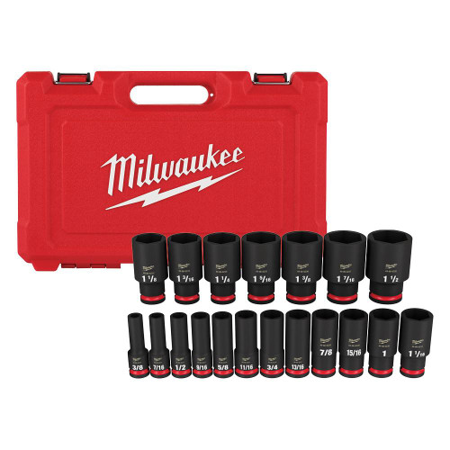 49-66-7012 19pc 1/2 Drive SAE Deep Socket Set | Milwaukee