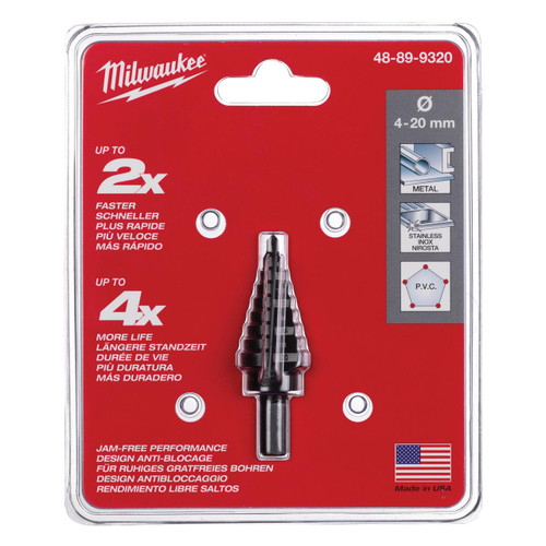 48-89-9320 4-20 mm. - 9 Hole Size Step Drill Bit | Milwaukee