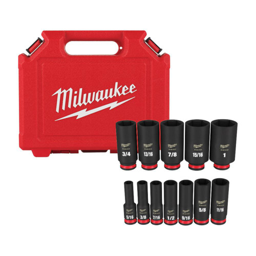 Milwaukee 49-66-7006 12 Pc SHOCKWAVE Impact Duty 3/8 Drive SAE Deep 6 Point Socket Set