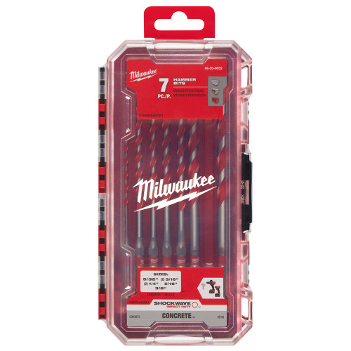 Milwaukee 48-20-9052 7pc SHOCKWAVE Carbide Hammer Drill Bit Kit