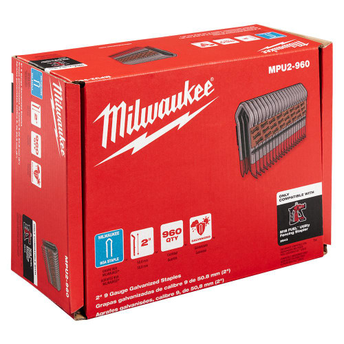 MPU2-960 2 in 9 Gauge Galvanized Staples | Milwaukee
