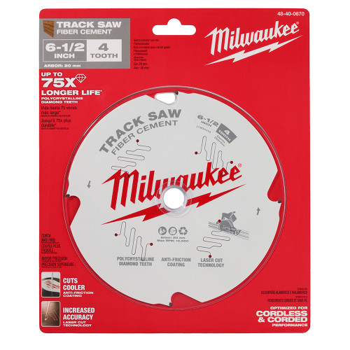 Milwaukee 48-40-0670 6-1/2 4T Fiber Cement Track Saw Blade