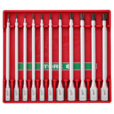48-22-9534 11pc 1/4 and 3/8 Drive Long TORX Bit Socket Set | Milwaukee