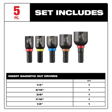 49-66-4563 Insert Nut Driver Set 5pc | Milwaukee