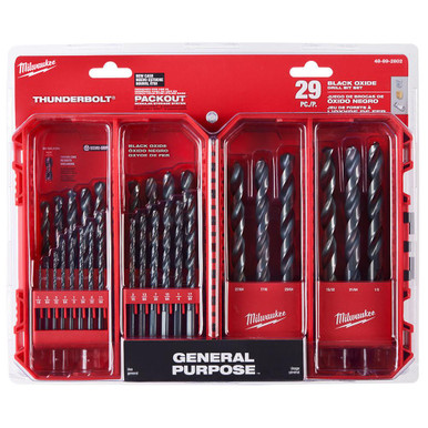 48-89-2802 29pc Thunderbolt Black Oxide Drill Bit Set | Milwaukee