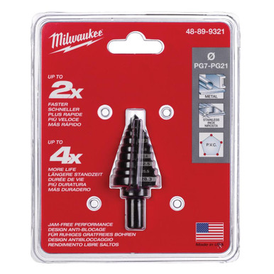 Dプライス 48-89-9321 PG7 - PG21. - 9 Hole Size Step Drill Bit | Milwaukee