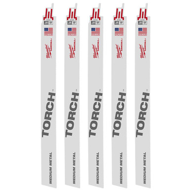 48-00-5789 12 in. 18 TPI The Torch Sawzall Blade 5 Pk | Milwaukee