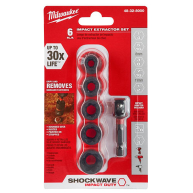 エマーキット　8本 48-32-8000 Shockwave Impact Extractor Set 6 pc | Milwaukee