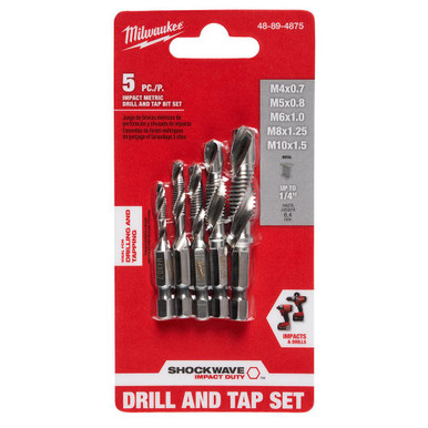 48-89-4875 SHOCKWAVE 5 pc Metric Impact Drill Tap Set | Milwaukee