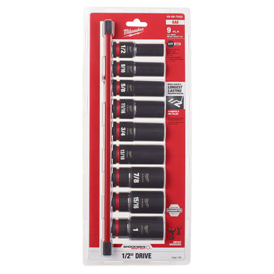 49-66-7022 9pc 1/2 Dr SAE Deep Socket Set | Milwaukee