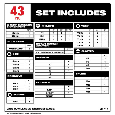 48-32-4033 Impact Duty Driver Bit Auto Set 43 pc | Milwaukee Tool