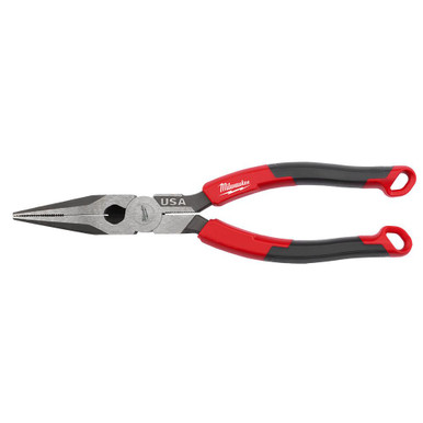 MT555 8 in Long Nose Comfort Grip Pliers USA | Milwaukee