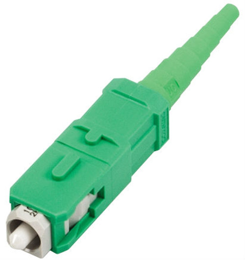 Corning 95-200-44 UniCam Standard-Performance Connector, SC APC, Single-mode (OS2), ceramic ferrule, logo, single pack, green housing, green boot