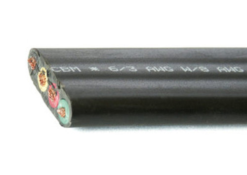 4/3C Flat Submersible Pump Cable w/G HD PVC Jacket Black