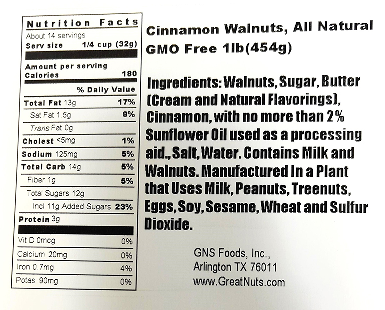 Cinnamon Walnuts Nutritional