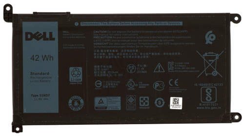 DELL 3100 (NON-TOUCH), 3100 (TOUCH & NON-TOUCH) (2 USB-C) / 3100 (TOUCH 2-in-1) *RECERTIFIED* BATTERY 3 CELL - TYPE# 51KD7 (Long Cable Version)