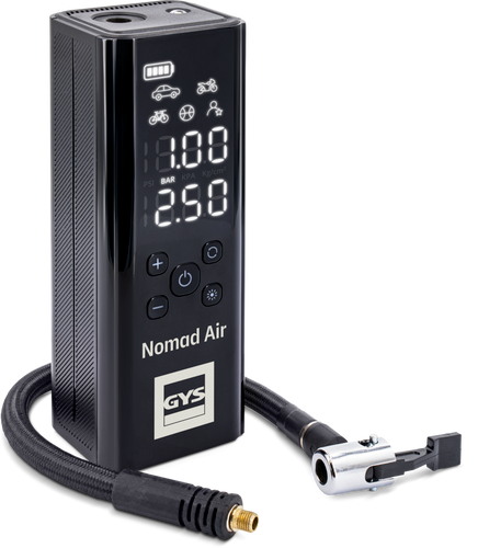 GYS NOMAD AIR – Compresseur portatif 3-en-1 10 bars avec batterie externe et lampe LED