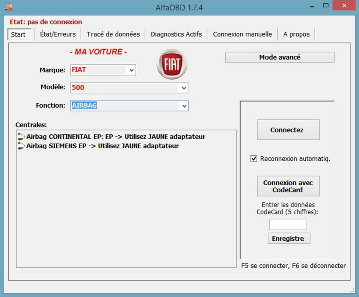 Logiciel ALFAOBD en français pour Fiat, Alfa, Lancia. Version PC