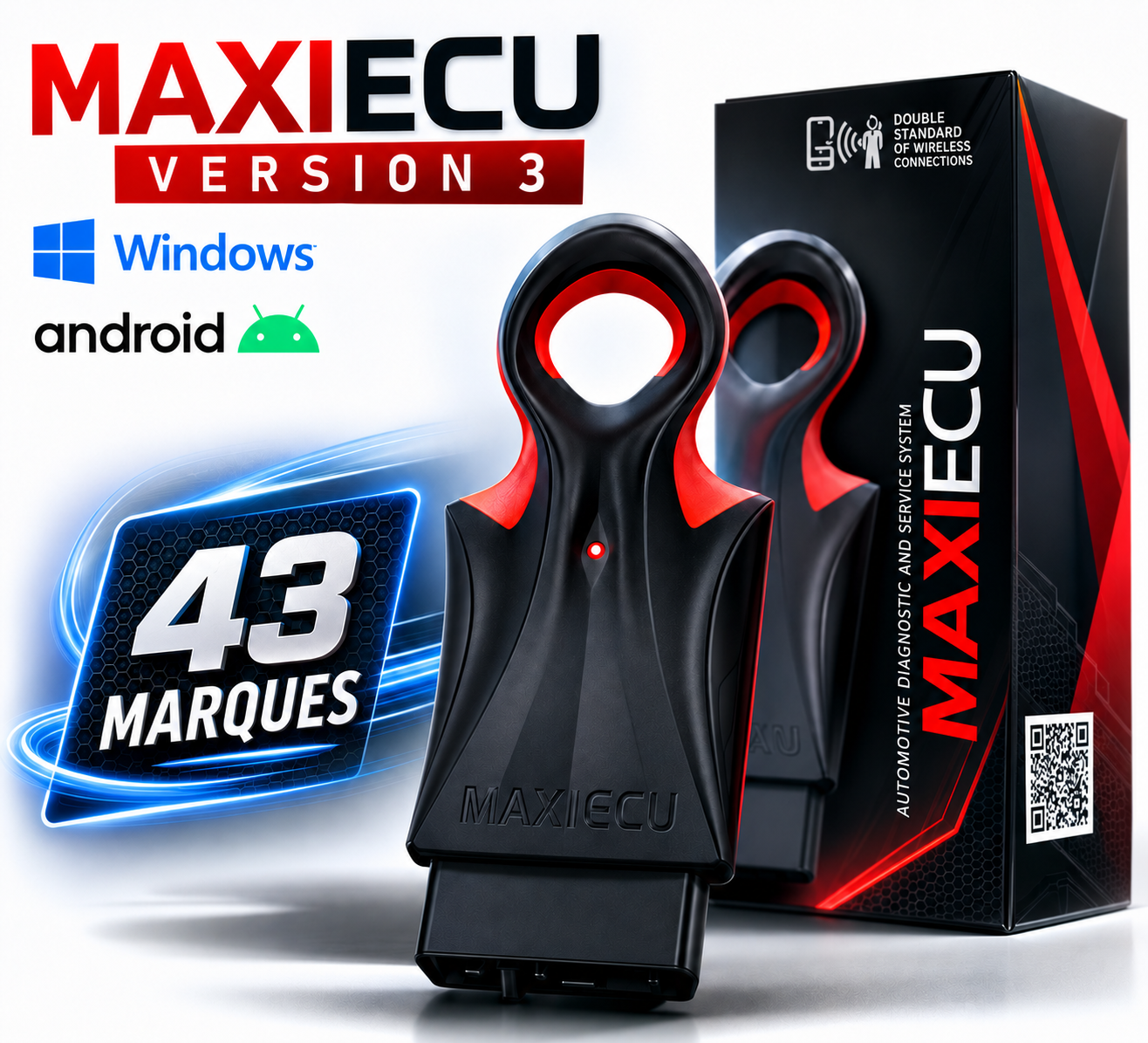 KIT PRO MAXIECU INTERFACE AVEC MAXIECU 3 VERSION 43 MARQUES (Windows + Android)