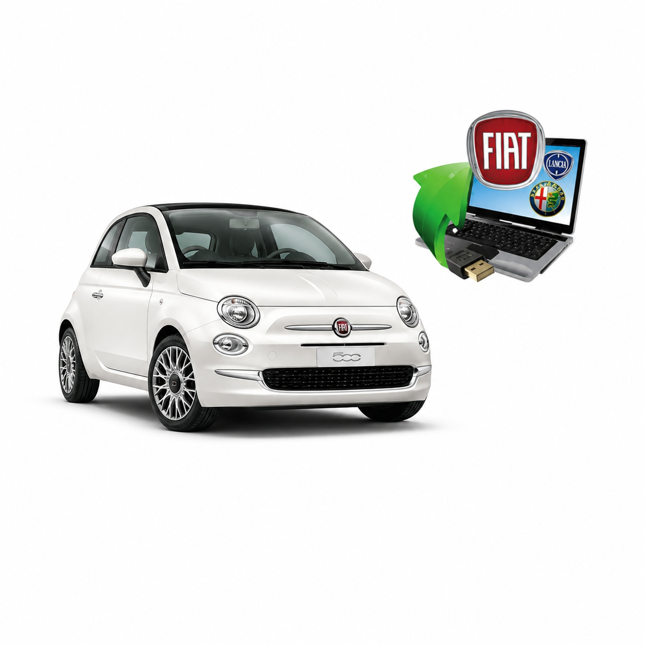 Pack spécial Fiat 500 : Matériel + Logiciel Multiecuscan en français (Version USB)