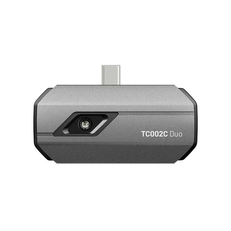 Caméra thermique TOPDON TC002C Duo – 256×192 px (TISR 512×384), USB-C iOS/Android/Windows, plage –20 °C à +550 °C, NETD < 40 mK, 25 Hz.