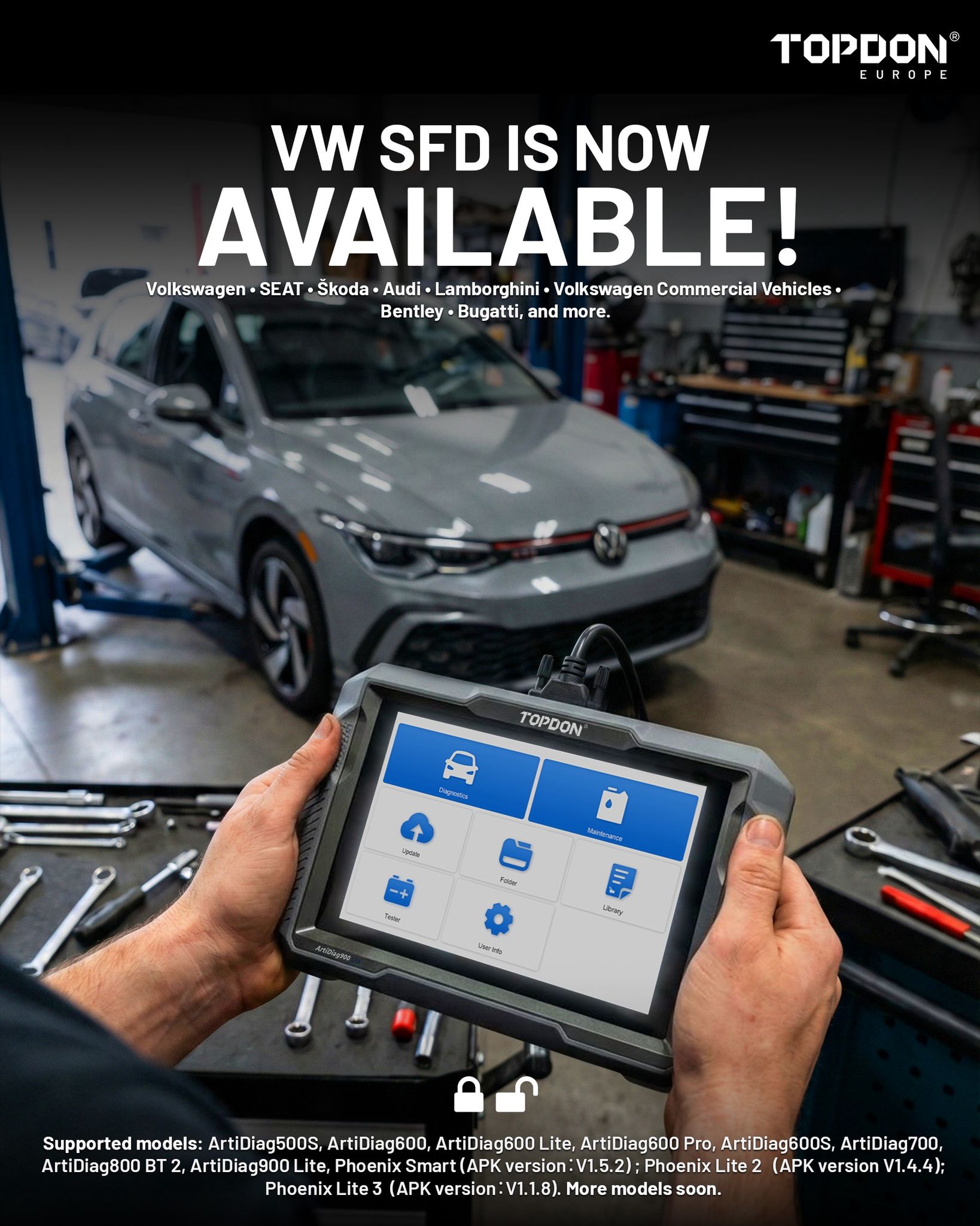 Licence SFD TOPDON – Déverrouillage Sécurité Constructeur VW