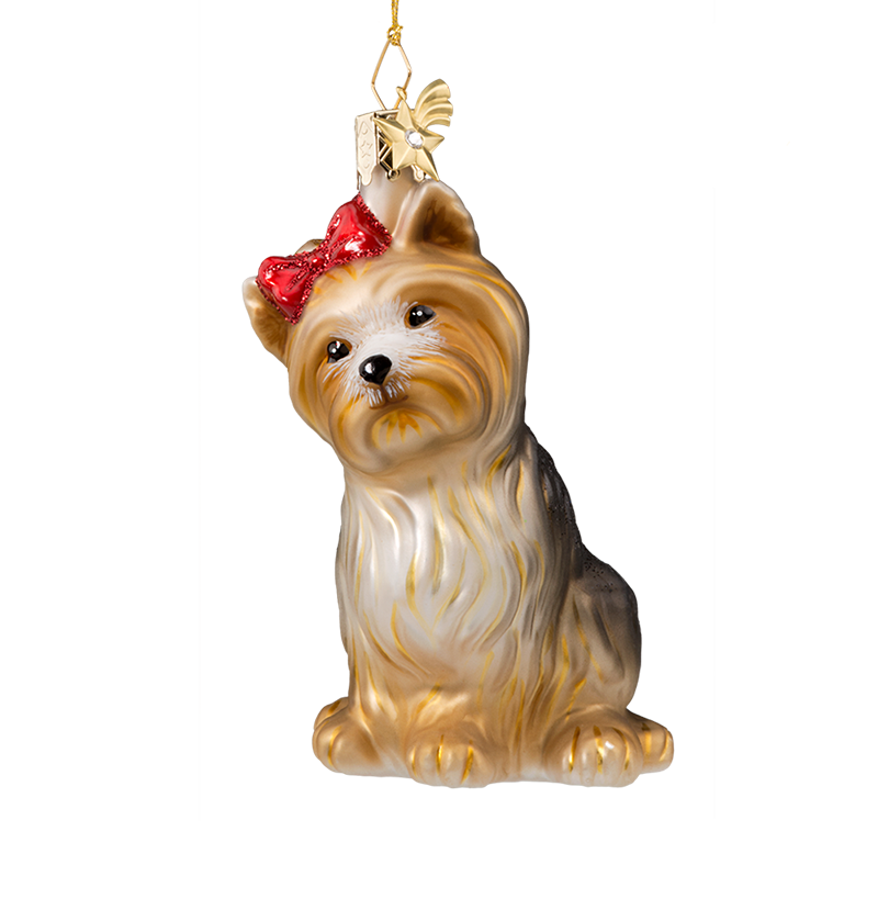 Yorkshire Terrier Glass Ornament