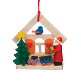 Santa with Train Wood Ornament